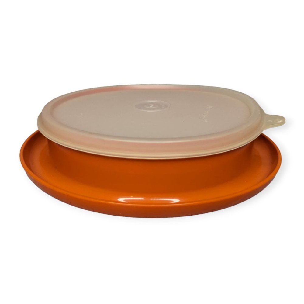 Vintage TUPPERWARE Dark Orange/Red 1317-9 Little Diner Bowl with Lid